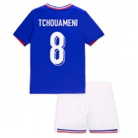 Camiseta Francia Aurelien Tchouameni #8 Primera Equipación para niños Eurocopa 2024 manga corta (+ pantalones cortos)